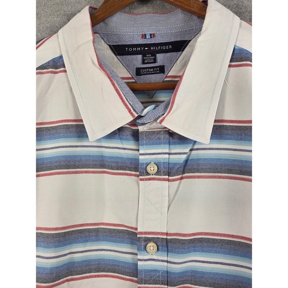 Tommy Hilfiger Men's 2XL Shirt Western Blue Stripe Long Sleeve Retro Y2K Cowboy